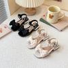 Sandały Dziewczęce Słodkie Eleganckie Buty Wizytowe Dziecięce Do Tańca Ślub Antypoślizgowe 2025 Lato Nowe Sandały Księżniczki Dziewczęce Duże Kokardy Modne