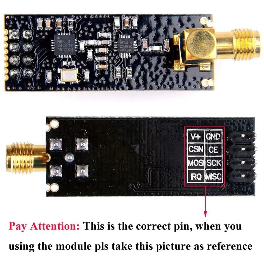 1/2Stk NRF24L01+PA+LNA Drahtloser Transceiver HF-Transceiver-Modul mit SMA-Antenne 2,4G 1100m Kompatibel für Arduino Raspberry Pi