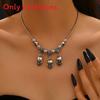 Style Dark Halloween Chain Necklace With Skeleton Head And Bat For Party Decor
