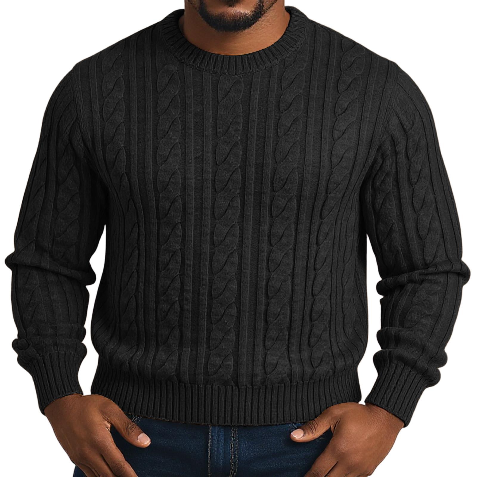 

Men s Solid Color Knitted Sweater Twisted Dough Self-Cultivation Round Neck Lazy Style L