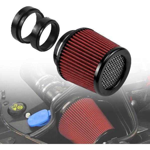RULLINE 76mm 89mm 102mm Air Filter 3" 3.5" 4" Cold Air Intake Universal Clamp-On Air Filter Three Different Size High Flow Round Tapered Cone Cool