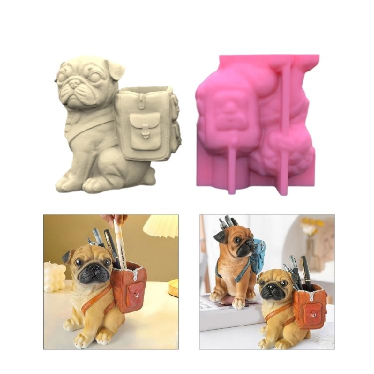 Pug Shaped DIY Vase Mold for Crafting Concrete and Epoxy Candle Holders