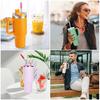 6-Pack of Stanley Metal Straws with Silicone Tips, Stainless Steel Replacement Straws for 40 and 30 Oz. Stanley Tumblers, Reusable Straws with Cleanin