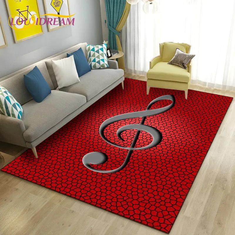 Alfombra grande con notas musicales hermosas en 3D, alfombra para sala de estar, dormitorio, sofá, decoración de cocina, alfombra antideslizante para juegos de niños