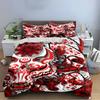 Red Oni Mask with Cherry Blossom Motif Bedding Set (1 Duvet Cover, 2 Pillowcases, Duvet Not Included) Sofas