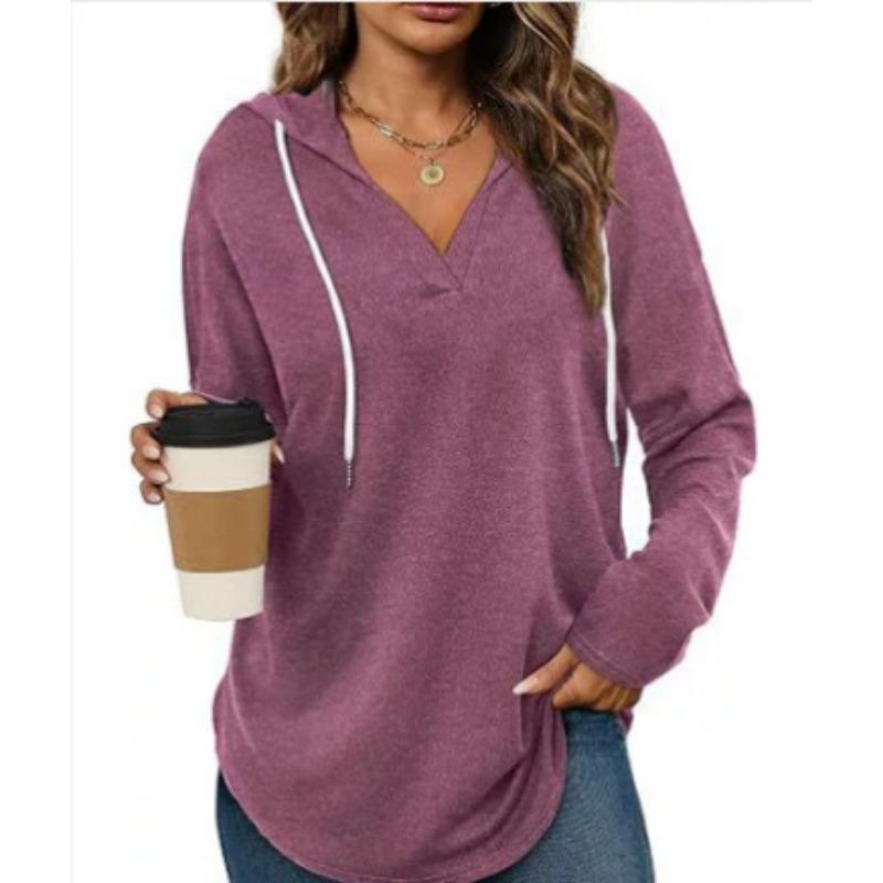 Women S V Neck Hooded Long Sleeve Casual Fall Sweatshirt