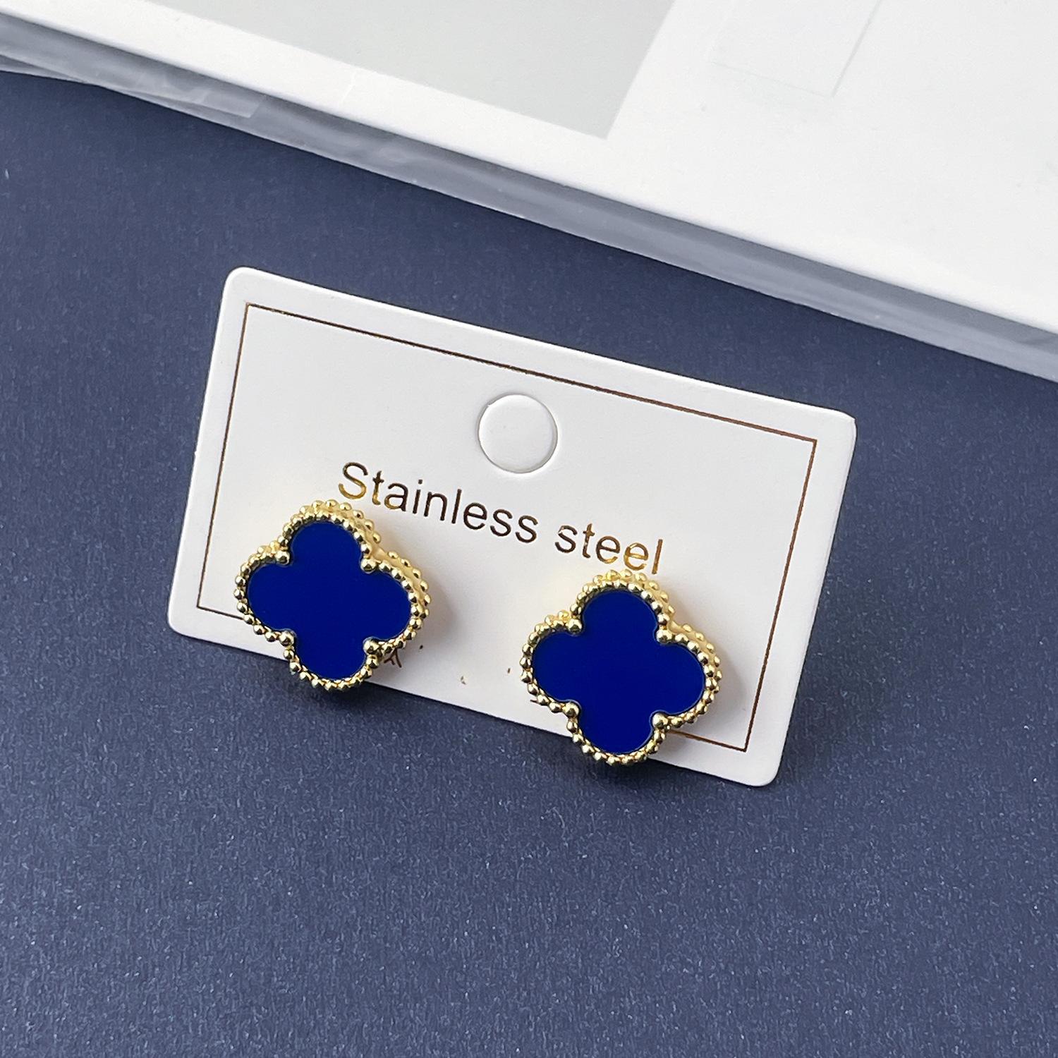 

Серьги-пусеты Четырехлистный клевер 15 мм, глянцевые, высококачественная модная титановая сталь, не теряют цвет