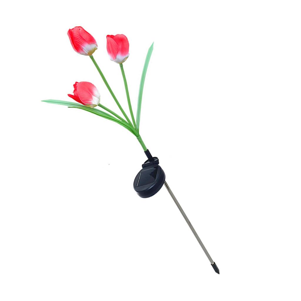 Solar Tulip Garden Light 3 Branches Waterproof Outdoor Solar Tulip Flower LED Stake Light for Patio