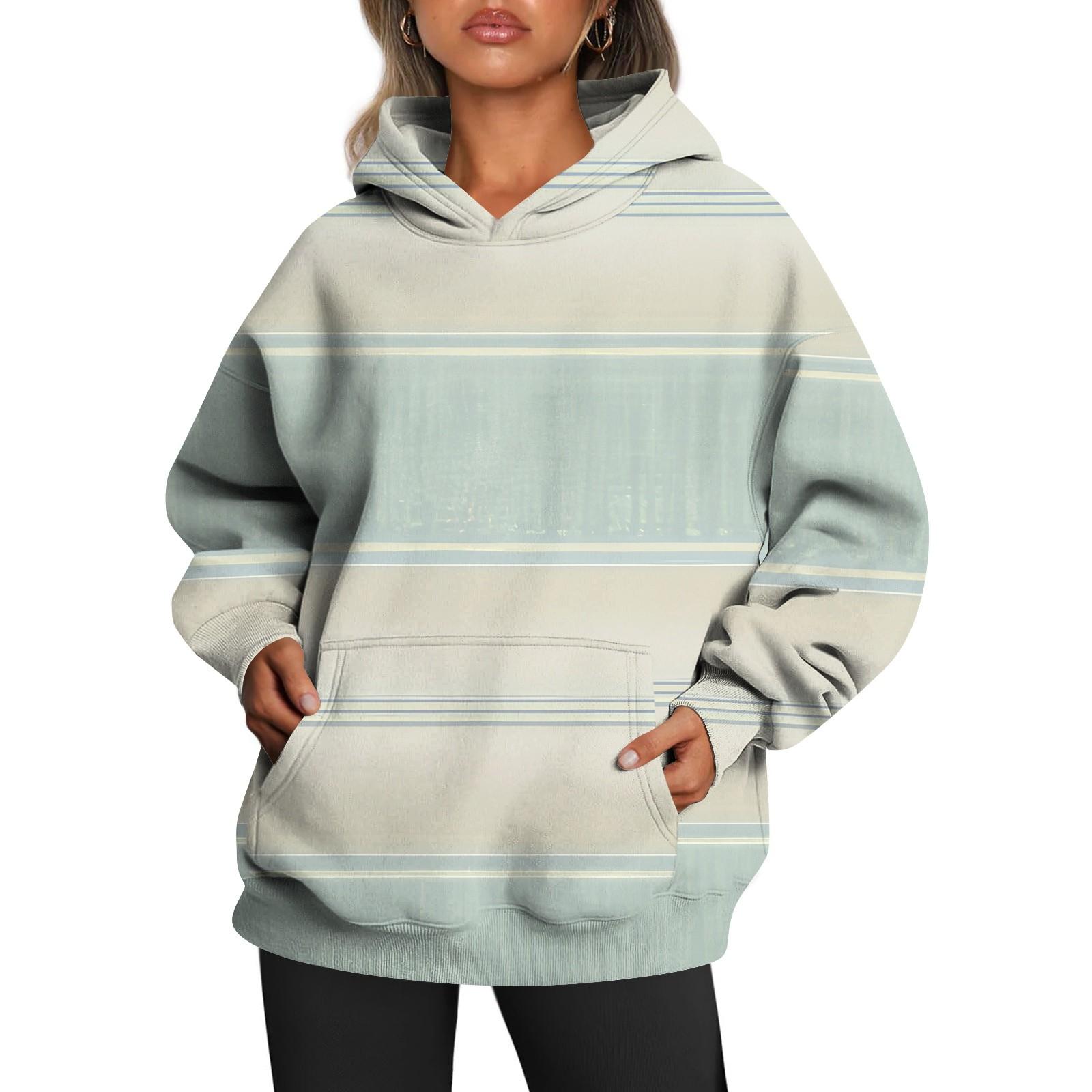 

Женские толстовки с капюшоном большого размера с длинным рукавом с принтом, пуловеры, осенние наряды с карманом XL белый