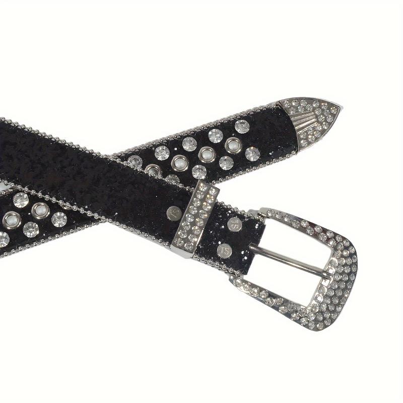 Curele Hip Hop cu Strasuri Y2K Curea Trendy Culoare Solidă Sclipitoare din Piele PU Curea Cowboy Cowgirl pentru Blugi Pantaloni Femei Fete