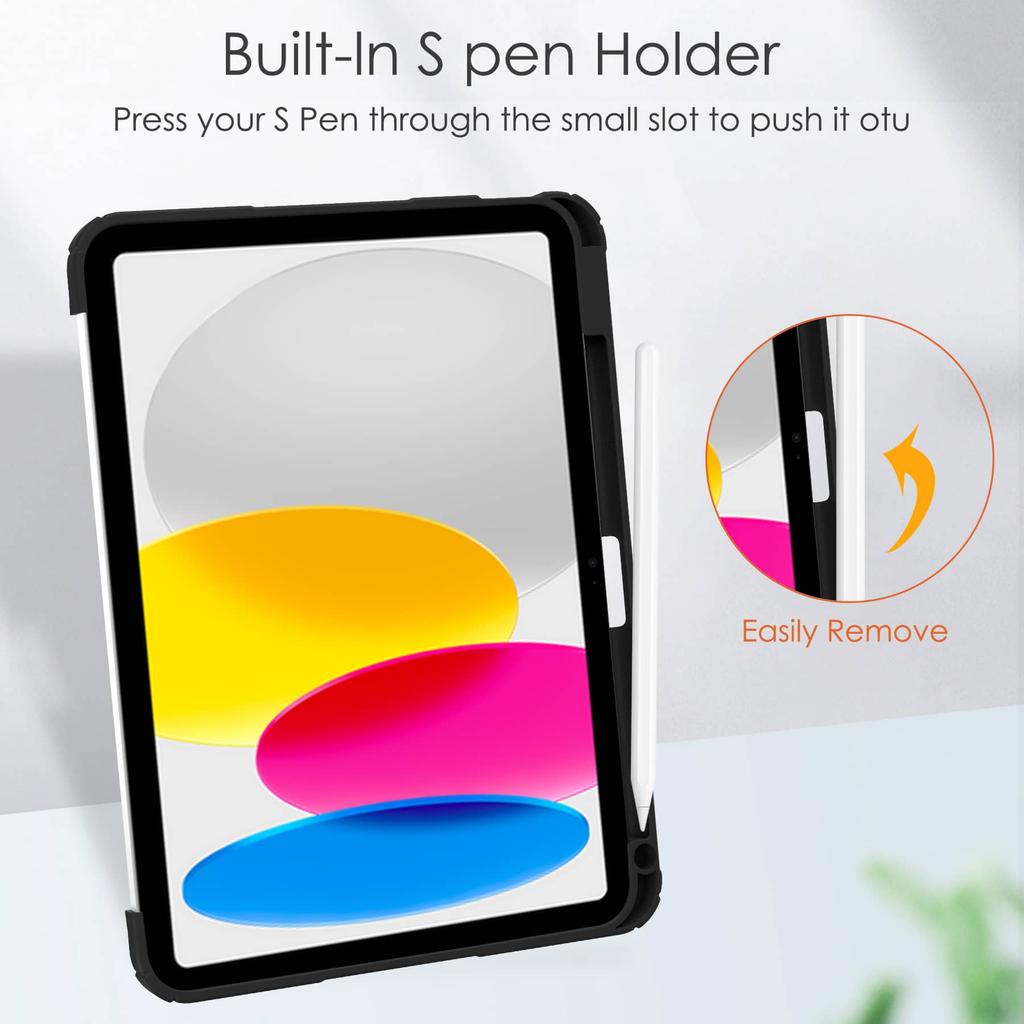 Case for iPad A16 2025 iPad 10th 10.9 with Pencil Holder-[Tri-fold Stand + Auto Wake/Sleep], High-grade Acrylic Case Shockproof