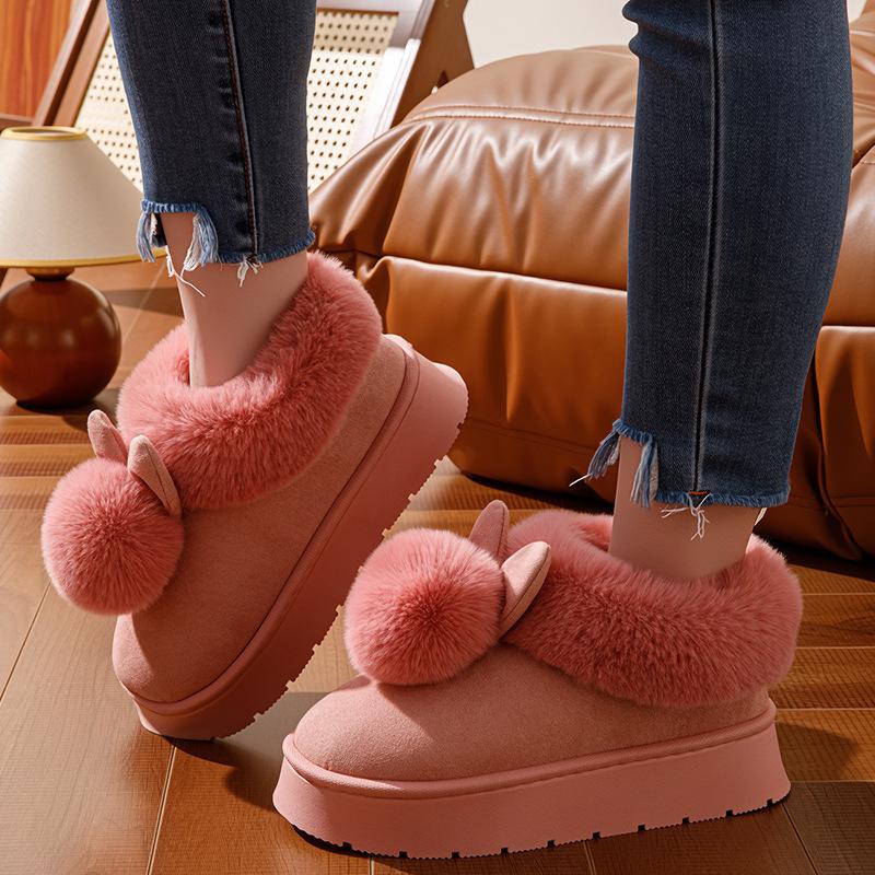 Winter Home Home Thermal Cotton Slippers Velvet Bag Head Bag with Non-slip Elderly Wearing Cotton Shoes