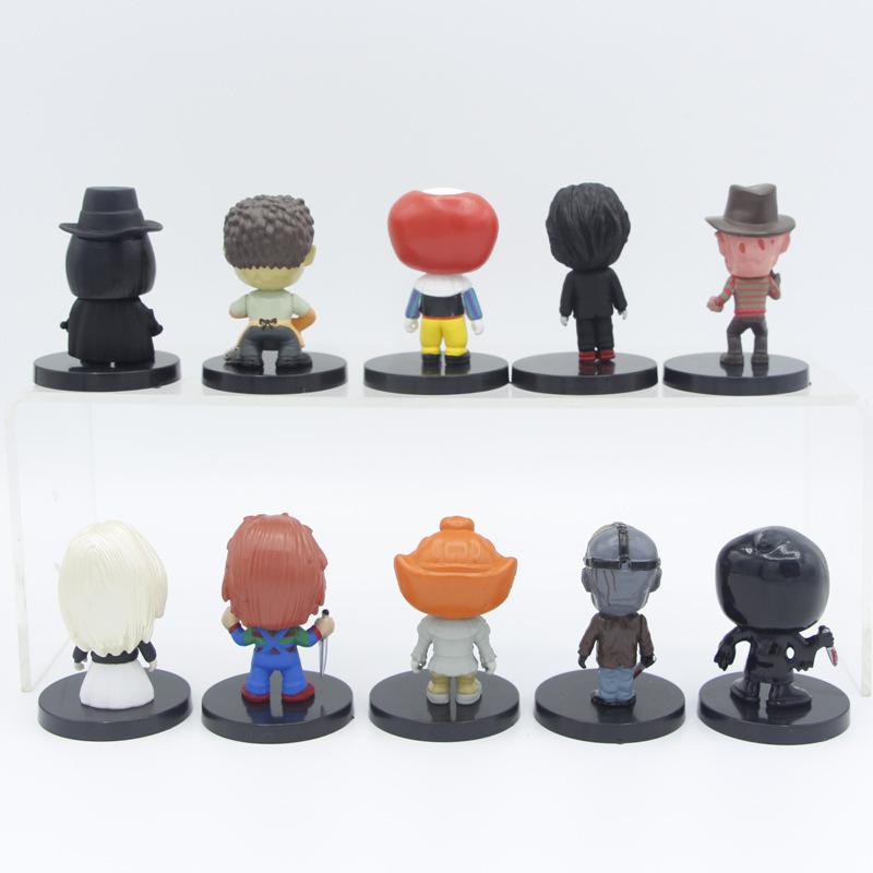 10 Pcs / Set Horror Film Series Jason Michael Chucky Scary Clown Action Figure Toys Pvc Model Halloween Gift Figurine Doll Gifts