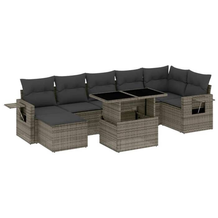 VidaXL Salon de jardin 8 pcs avec coussins gris résine tressée 3268060
