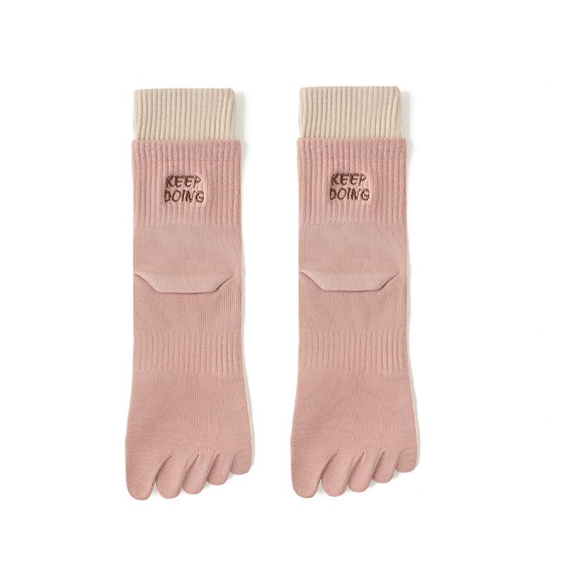 Women's White Split-Toe Mid-Calf Sport Socks - Sweat-Absorbent, Breathable, Boneless, Over-the-Knee, Autumn/Winter Style.