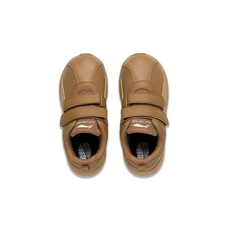 Li Ning Kids Sports Lifestyle Series Synthetic Leather Little A Gan Non-Slip Casual Shoes Kids Casual Shoes Brown YKAP148-57