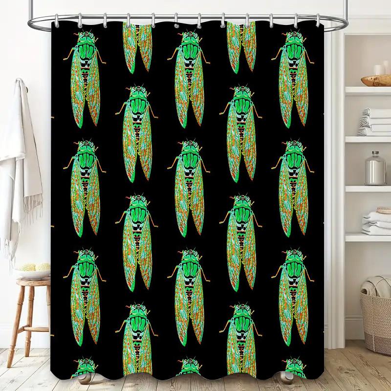 Cicada Shower Curtain Nature Insect Wall Art Bathroom Decor Tropical Forest Backdrop Vintage Chic Home Textile