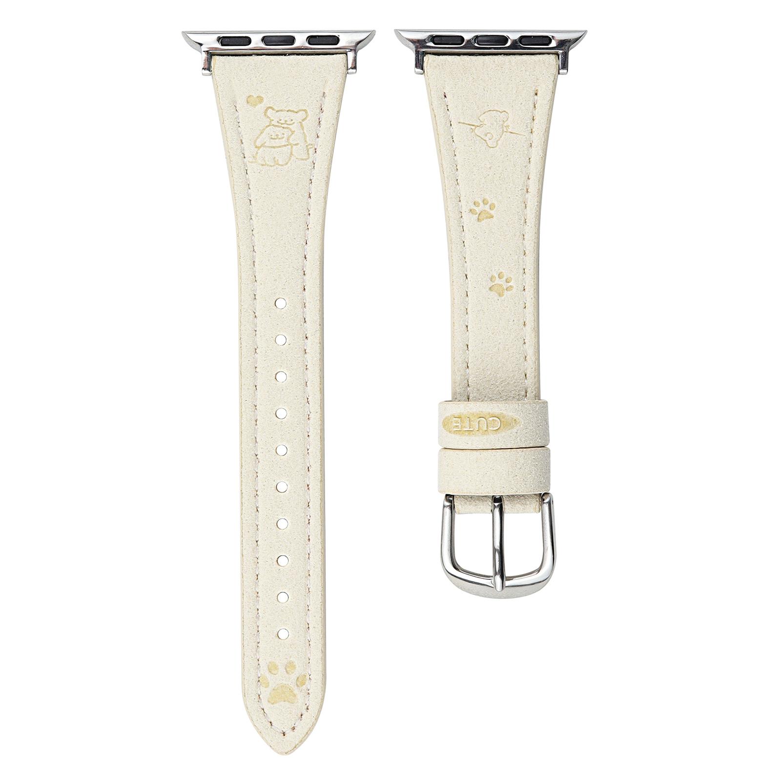 

Кожаный ремешок с узором собаки для Apple Watch Series 10 Ultra 9 8 7 SE 6 5 4 3 2 1 46 мм 49 мм 45 мм 44 мм 42 мм White