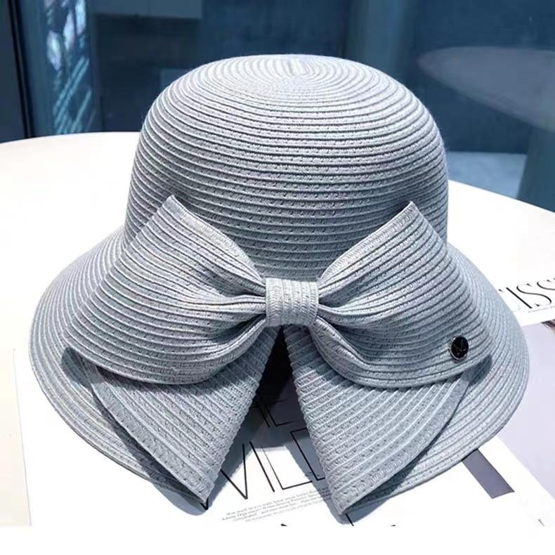 Womens Large Brim Straw Hat With Butterfly Tie And Breathable Material For Summer Travel