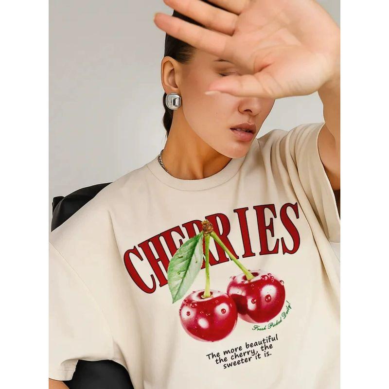 New Letter Printed T-Shirt Fashion Wind New Fashion Casual Loose round Neck Print T-shirt