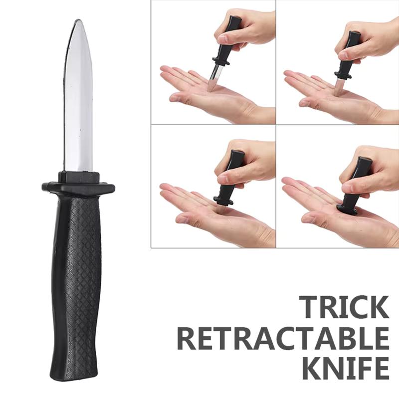 Halloween Retractable Knife Trick Toy Stage Prop Novelty Joke Toy Costume Accessory for Party Performance