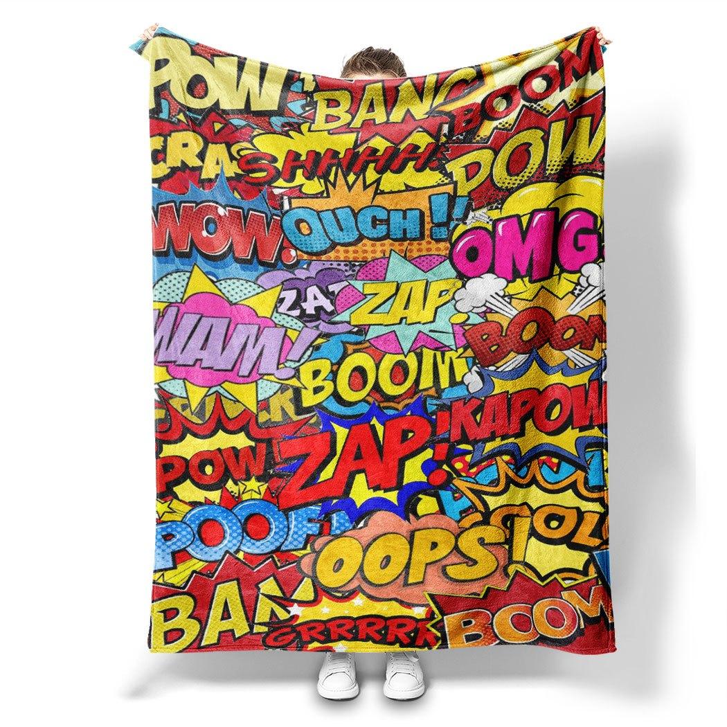 

1pc Comic Pop Art Print Flannel Throw Blanket – Trendy Gift for Home Office Sofa Car Nap All season general 100x150cm