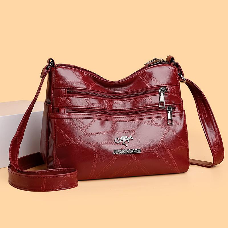 Torba Damska Miękka Tekstura Torba Prosta Atmosfera Torba na Ramię Duża Pojemność Torba Crossbody Torba dla Mamy w Średnim Wieku