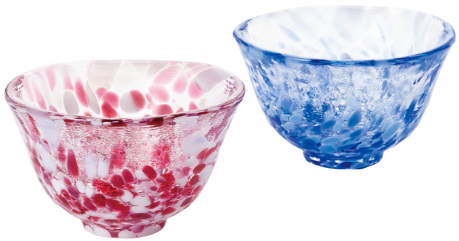 

ADERIA Tsugaru Vidro Cherry Blossom Blizzard Rock Spring Water Sake Cup Pair Set in Gift Box Made in Japan FS71541 sake cold sake sake gift for синій