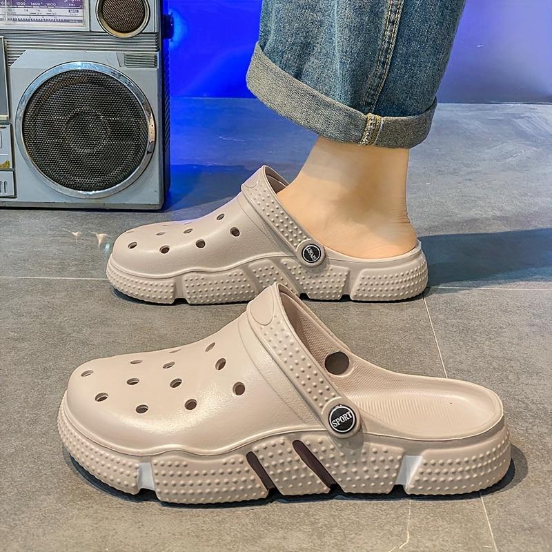 Zuecos Huecos de Color Sólido para Hombre de Talla Grande, Zapatillas EVA Cómodas Antideslizantes Duraderas de Suela Blanda para Actividades de Interior y Exterior para Hombre