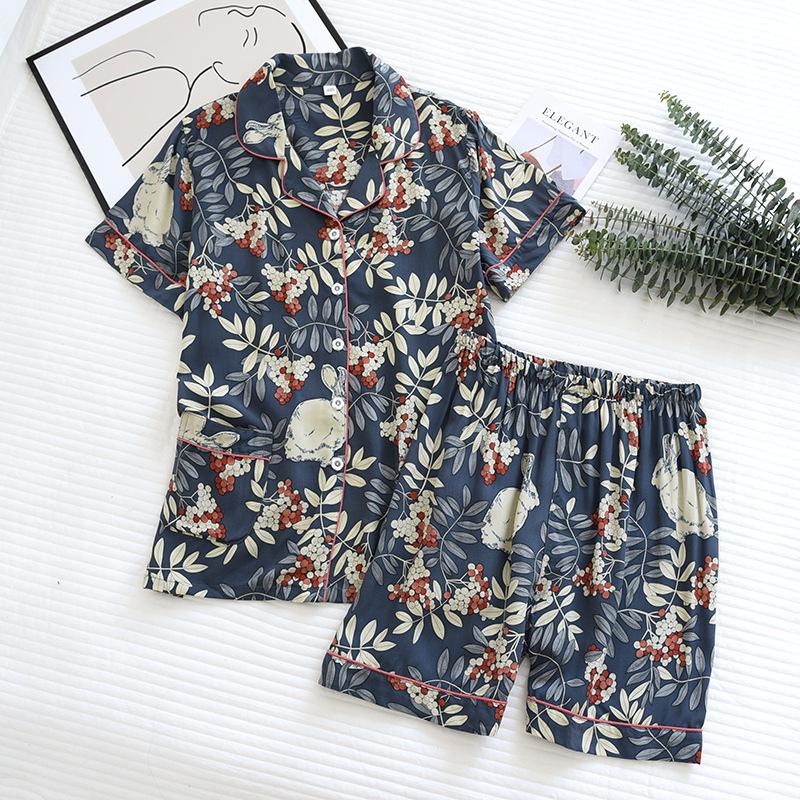 Women's Summer Short Sleeve Pajama Set - Loose Fit, Plus Size, Two-Piece with Shorts