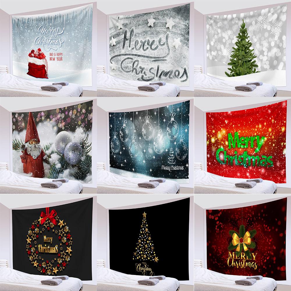 

Рождественский тематический печатный полиэстеровый гобелен, украшение стены комнаты, фон, ткань для украшения дома, тканевый гобелен