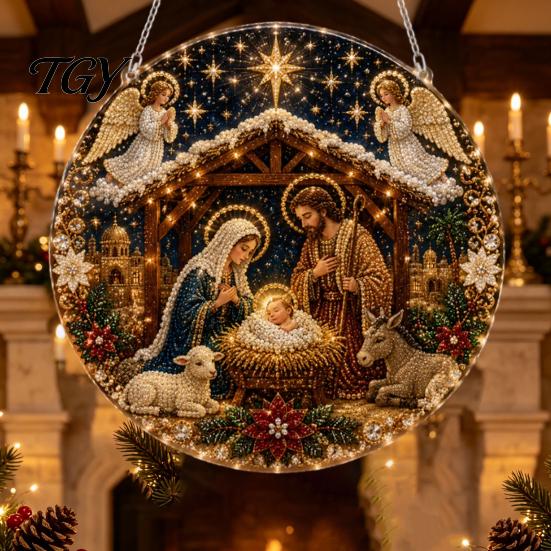 Acrylic Christmas Ornaments Faux Pearl Art Hanging Ornament Kit, Glowing Holiday Decor Festival Set for Tree Window, DIY Festive Pendant Home