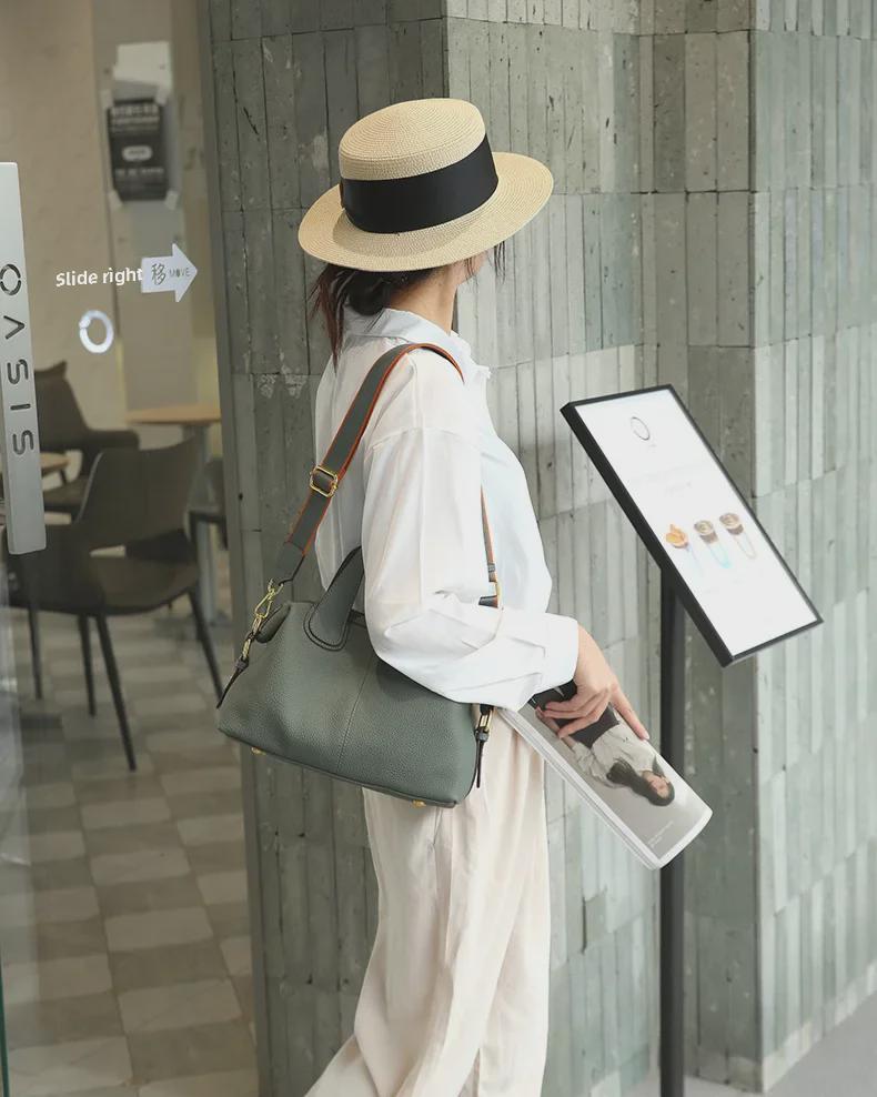 Modna torebka damska crossbody na ramię z prawdziwej skóry o dużej pojemności 2025