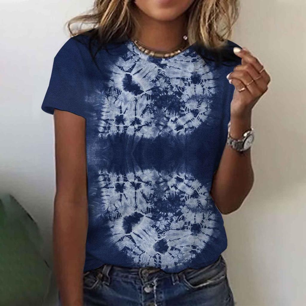 Anti Tie Dye Printing Series Summer Women's Short Sleeved 3D Digital Printing Popular Style 3434 KTB
