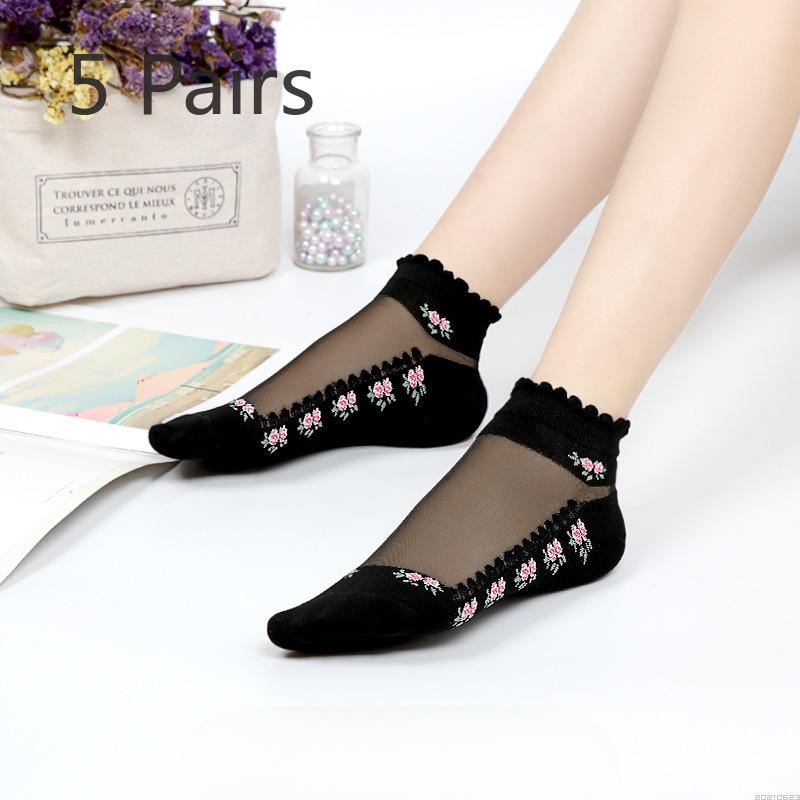 

5 пар женских весенне-летних тонких хлопковых нескользящих носков-подследников из хрустального шелка 5 Pairs