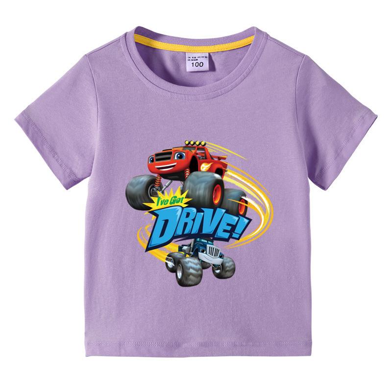 Blaze And The Monster Machines Cartoon Funny Tshirt Childrens Summer Short Sleeved Tees Girls Boys Tops Clothes Birthday Gift