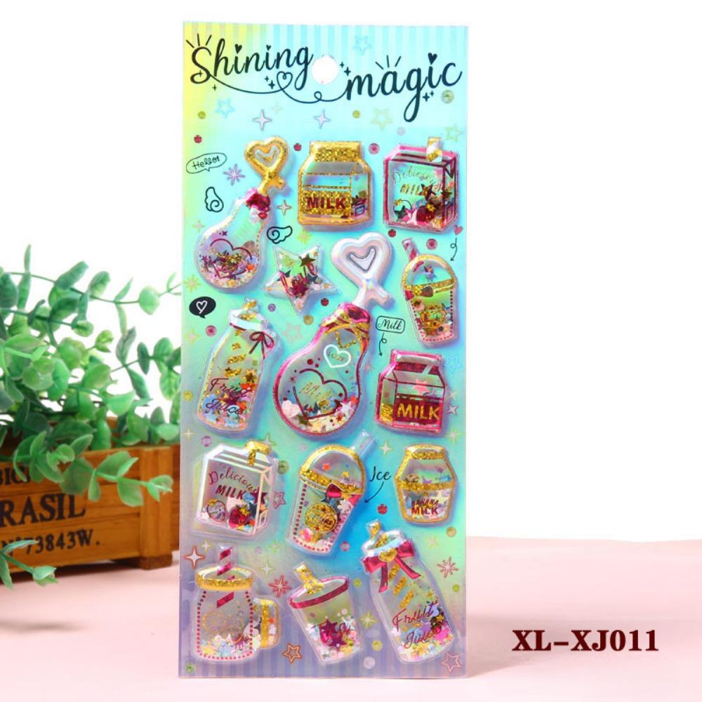 1 PCS Shiny Hot Stamping Cute Stickers 3D Three-dimensional Crystal Shaking Gemstone Stickers for Phone Decoration INS Style Stickers