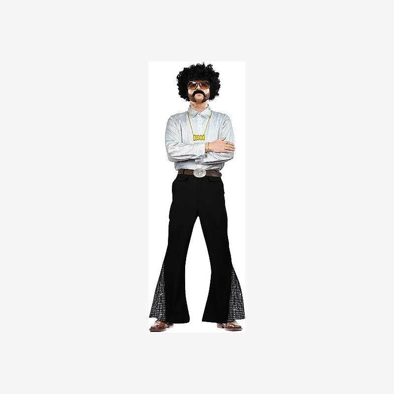 European and American 1970s Men's Classic Casual Retro Sequins Trumpet pants Performance Comprehensive Sequins Set Performance Dress.