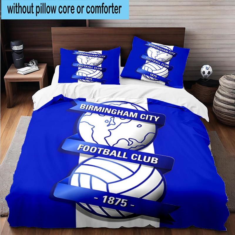 3pcs Birming-ham Football Club Printed Bedding Set Duvet Cover Closure Includes 1 Duvet Cover & 2 Pillowcases Bedding Sets Home Decor Gifts