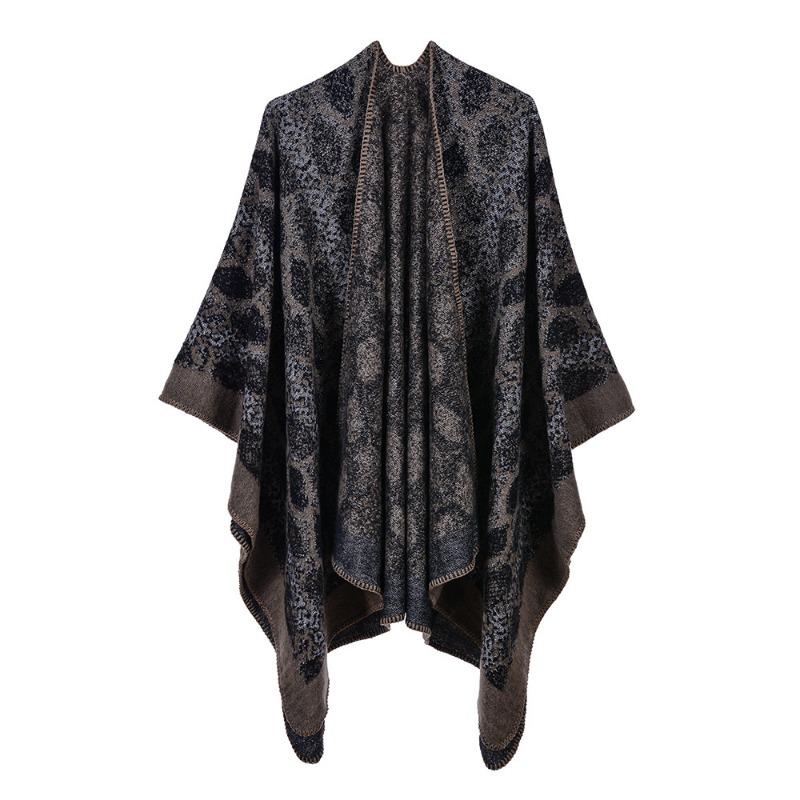 Women's Autumn and Winter Extended Fashion Scarf Shawl Dual-purpose Travel Camping Warm Double-sided Imitation Cashmere Cape