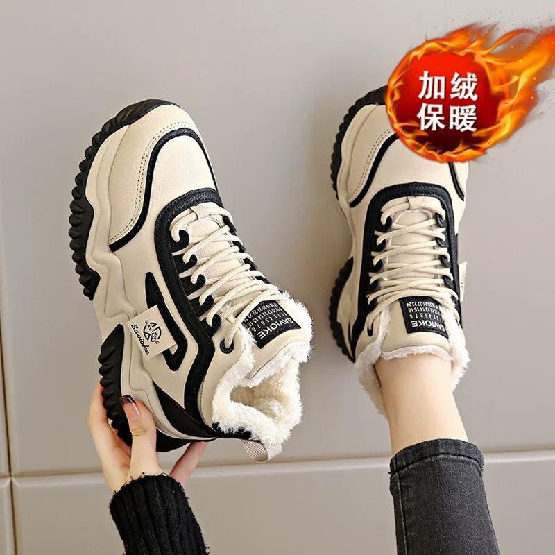 22 winter new thickened and velvet dad shoes casual warm winter tide platform sports cotton shoes