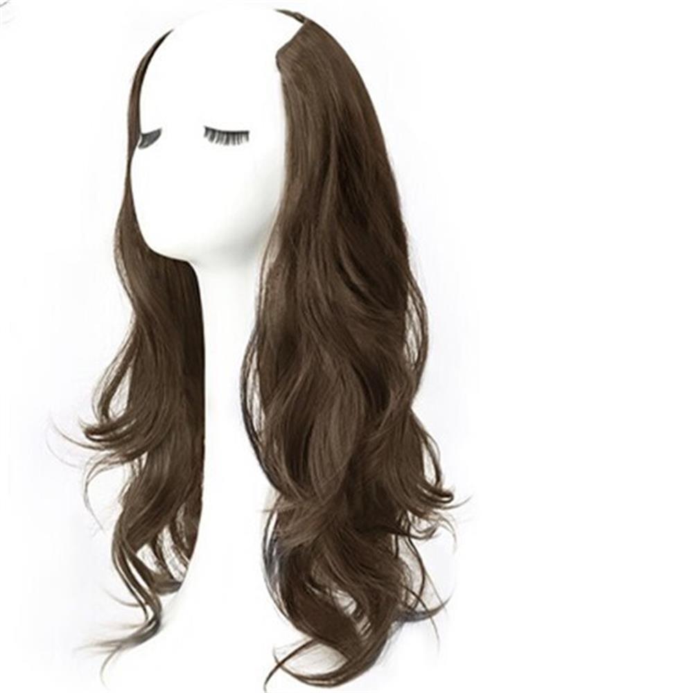 Women Long Curly Invisible Seamless V-shaped Wig Simulated Increase Volume Fluffy High-level One-piece Hair Extension