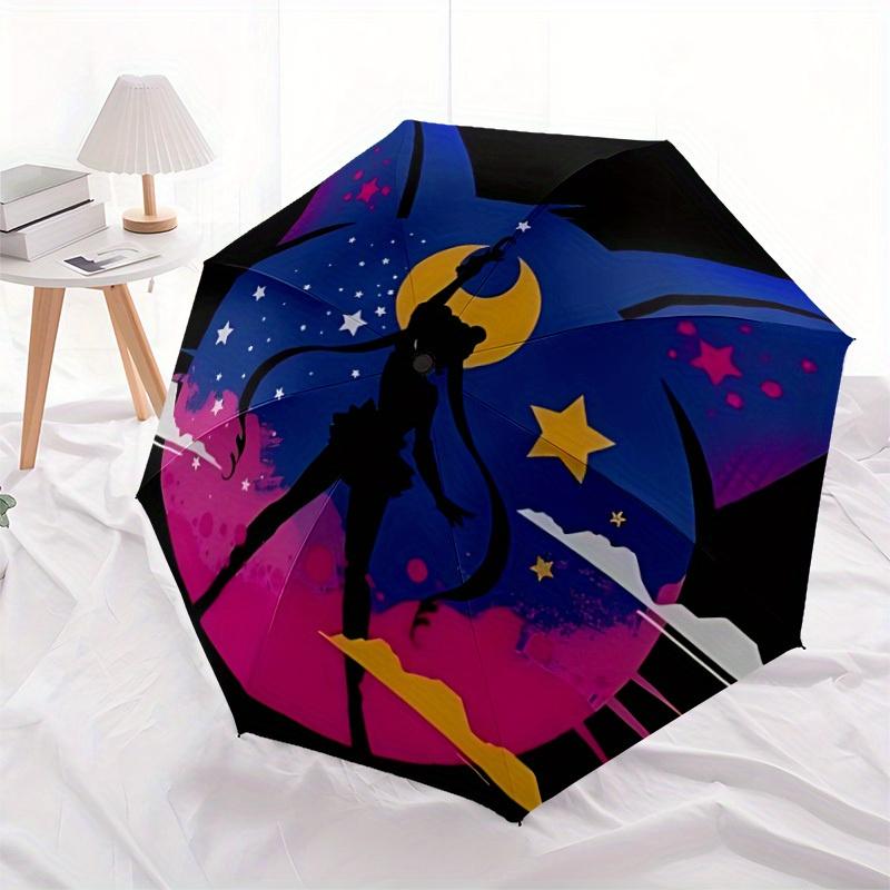 Ombrello Automatico Sailormoon - Pieghevole con 8 Stecche in Ferro, Portatile per Esterno, Regalo, Ombrello da Esterno, Accessorio Giocoso, Alta Qualità Resistente