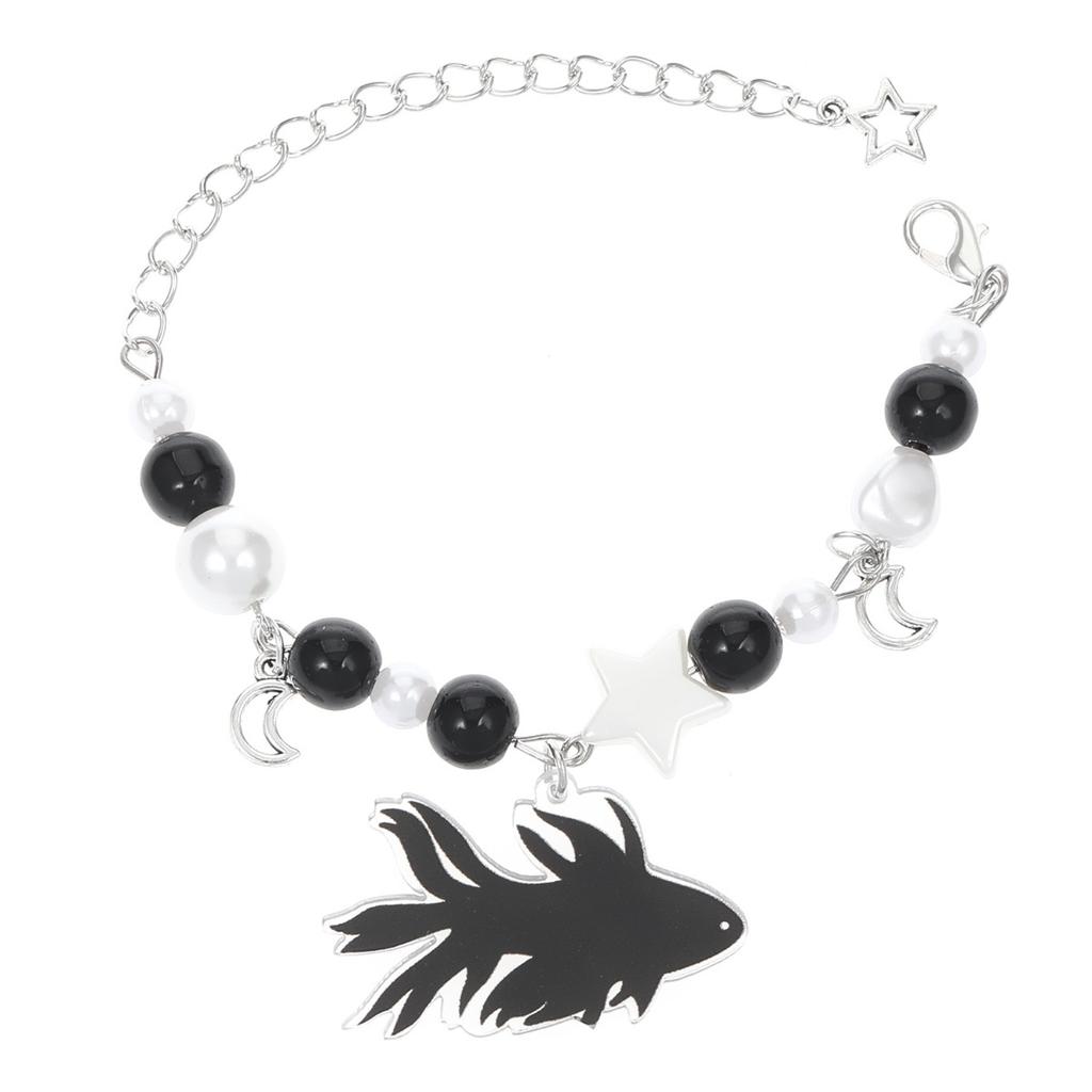 Star Heart Swirl Charms Beaded Chain Bracelet Y2K Sweet Cool Wrist Jewelry for Women Daily Street Decor