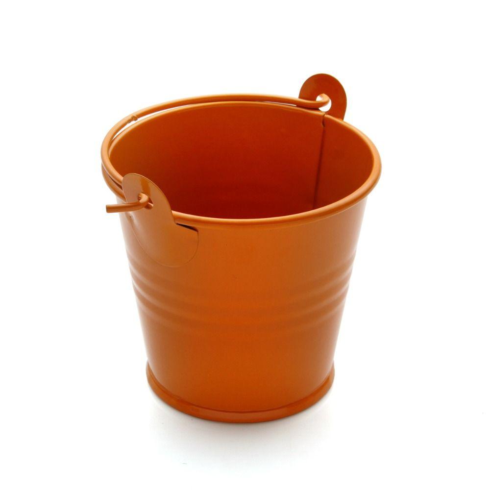 Solid Color Barrel Iron Storage Basket Simulation Mini Bucket  Outdoor