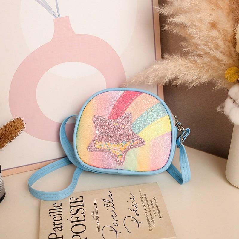 

Childrens Sparkling Sequin Crossbody Bag With Breathable Pu Material For Daily Use синій
