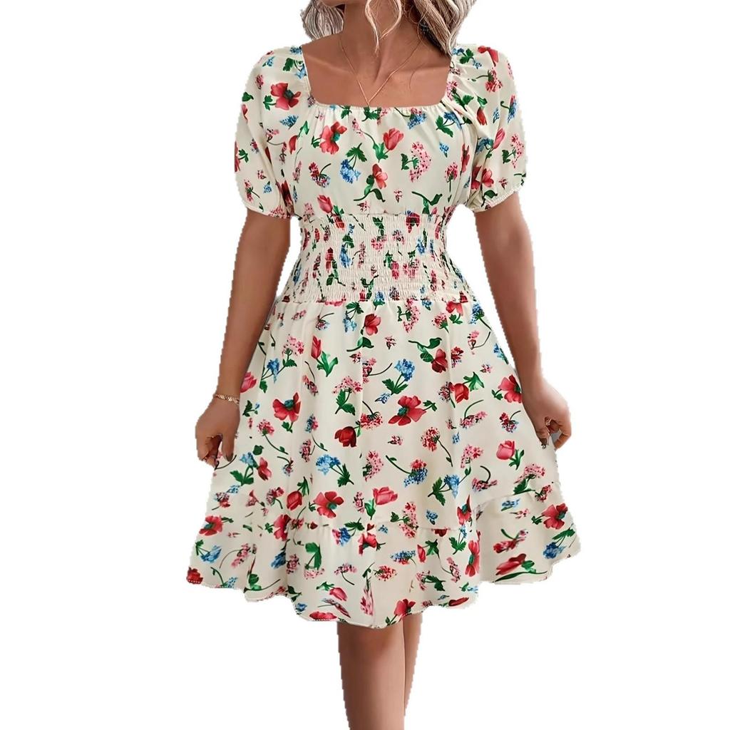 2025 Spring-Summer European & American Dress: Literary French Print, Fresh Fashion Women's Clothing