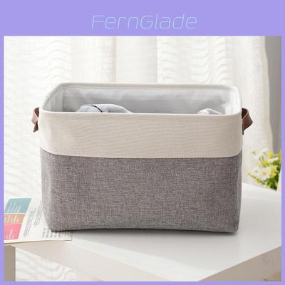 Cotton Linen Eva Thick Collapsible Storage Basket With Handles For Bedroom And Living Room Organization