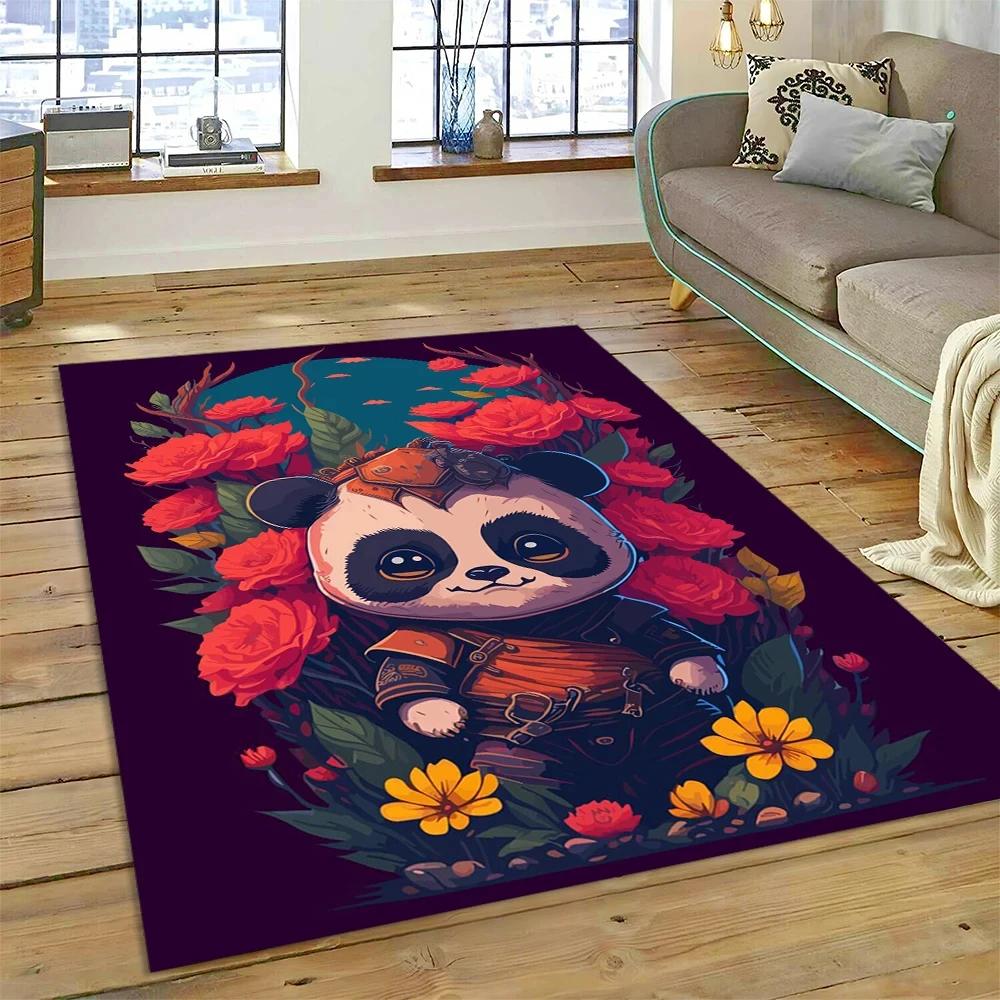 Uroczy dywan panda do sypialni, łazienki, salonu, dekoracja sofy, mata do raczkowania dla dziecka, miękki dywanik z kreskówkowym zwierzęciem, antypoślizgowa mata do zabawy