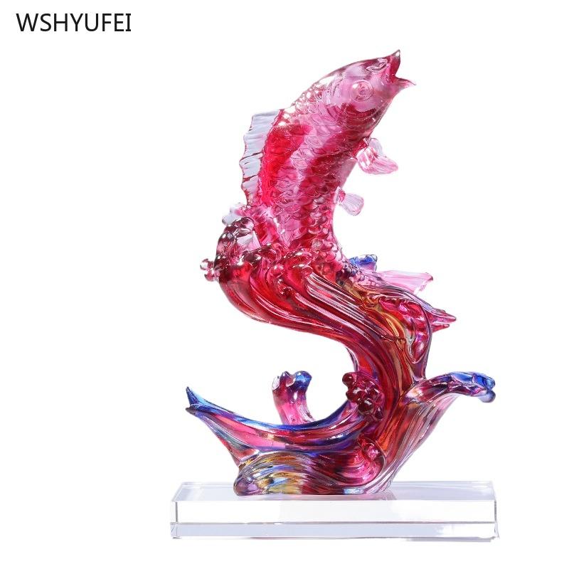 Home Feng Shui Ornament Living room glazed fish Arts and Crafts Office desktop decorations gift originality Home Decoration 1pcs